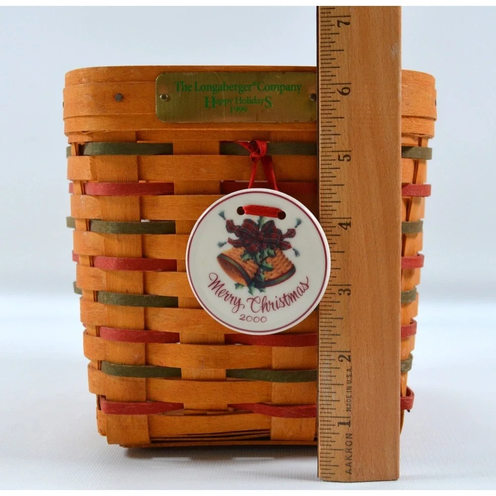 Vintage 1999 Longaberger Happy Holidays Basket Red &‎ Green Accents